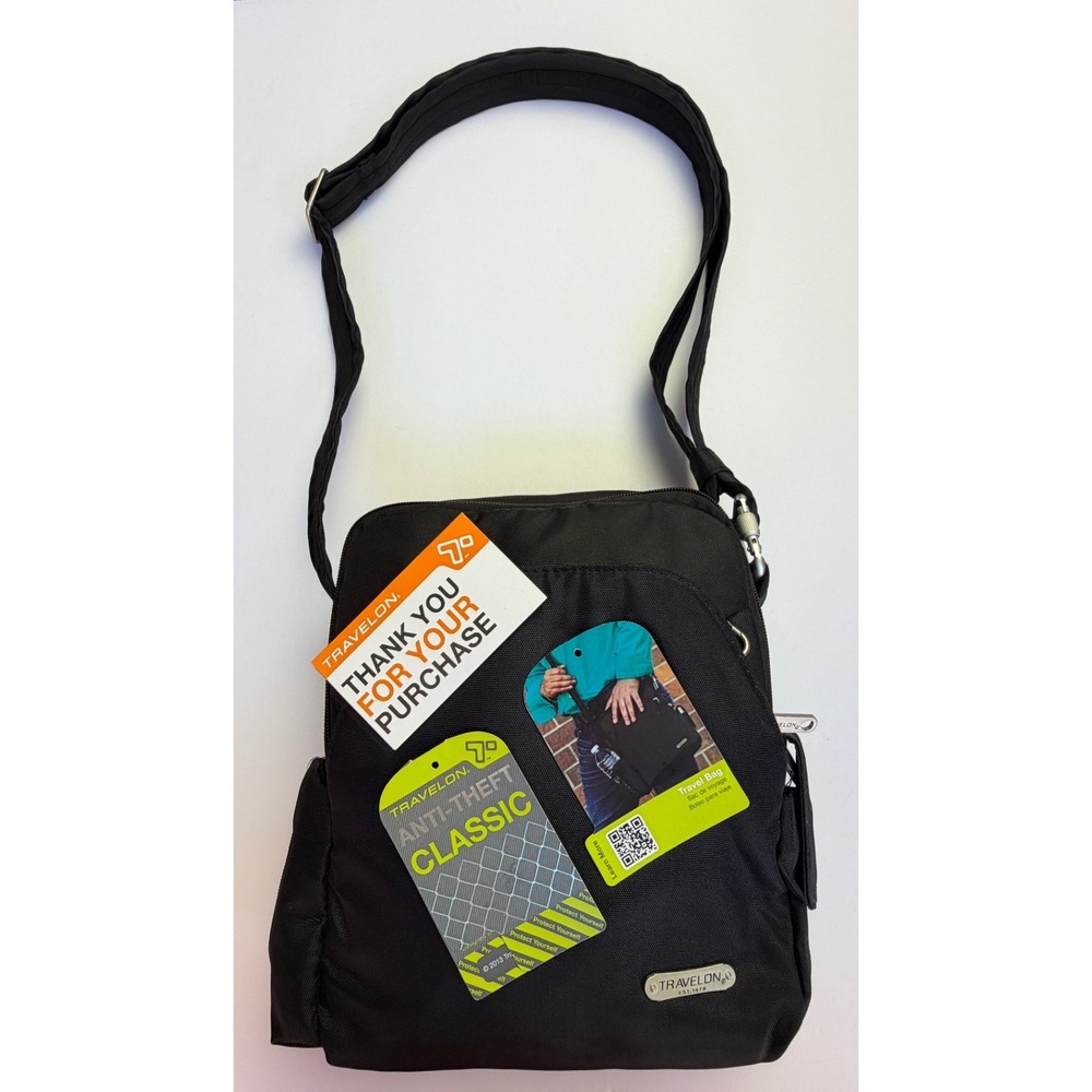 Travelon Anti-Theft Classic Messenger Bag Black RFID Crossbody Travel Purse Safe